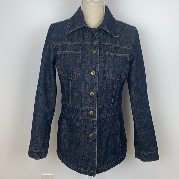 Nine West Gold Quilt Lined Denim Jean Jacket - Picture 1 of 13